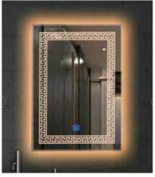 Lustro prostokątne LED 80x60cm z systemem przeciwmgielnym Vortice Touch