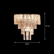 Aplica tip candelabru cristal ELYSIAN 3xE14, D26 cm, Auriu, Inaltime Reglabila, Metal si Cristal