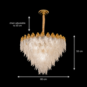 Candelabru Cristal MURANO Regalis 16xE14, D80 cm, Auriu, Inaltime Reglabila, Metal si Cristal