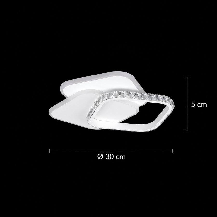 Żyrandol kryształowy LED ANASTASIA 39W, średnica 30cm, światło zimne/ciepłe/neutralne, biały