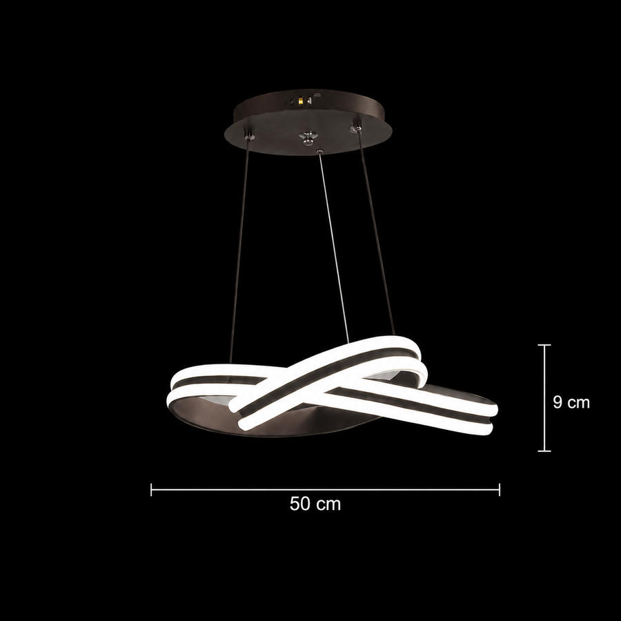 Zawieszany żyrandol LED z pilotem INFINITY LOOP 61W, światło zimne/ciepłe/neutralne, możliwość przyciemniania, czarny, regulacja wysokości