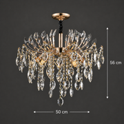 Żyrandol kryształowy PALERMO Eleganza 5xE14, średnica 50cm, złoty