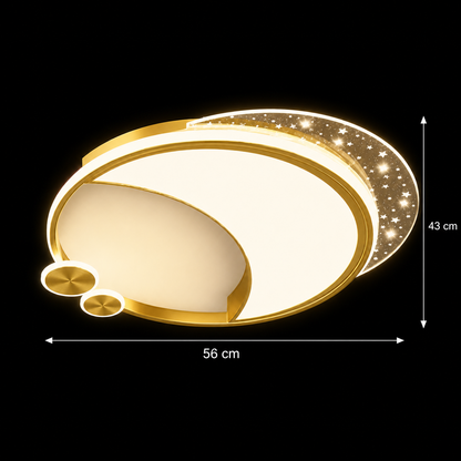 Żyrandol Marco LED z pilotem, 51 W, ściemnialny, złoty, metal, akryl i szkło, 3000 K/4000 K/6000 K