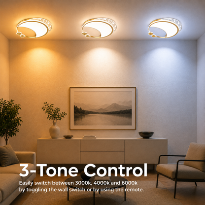 Żyrandol Marco LED z pilotem, 51 W, ściemnialny, złoty, metal, akryl i szkło, 3000 K/4000 K/6000 K