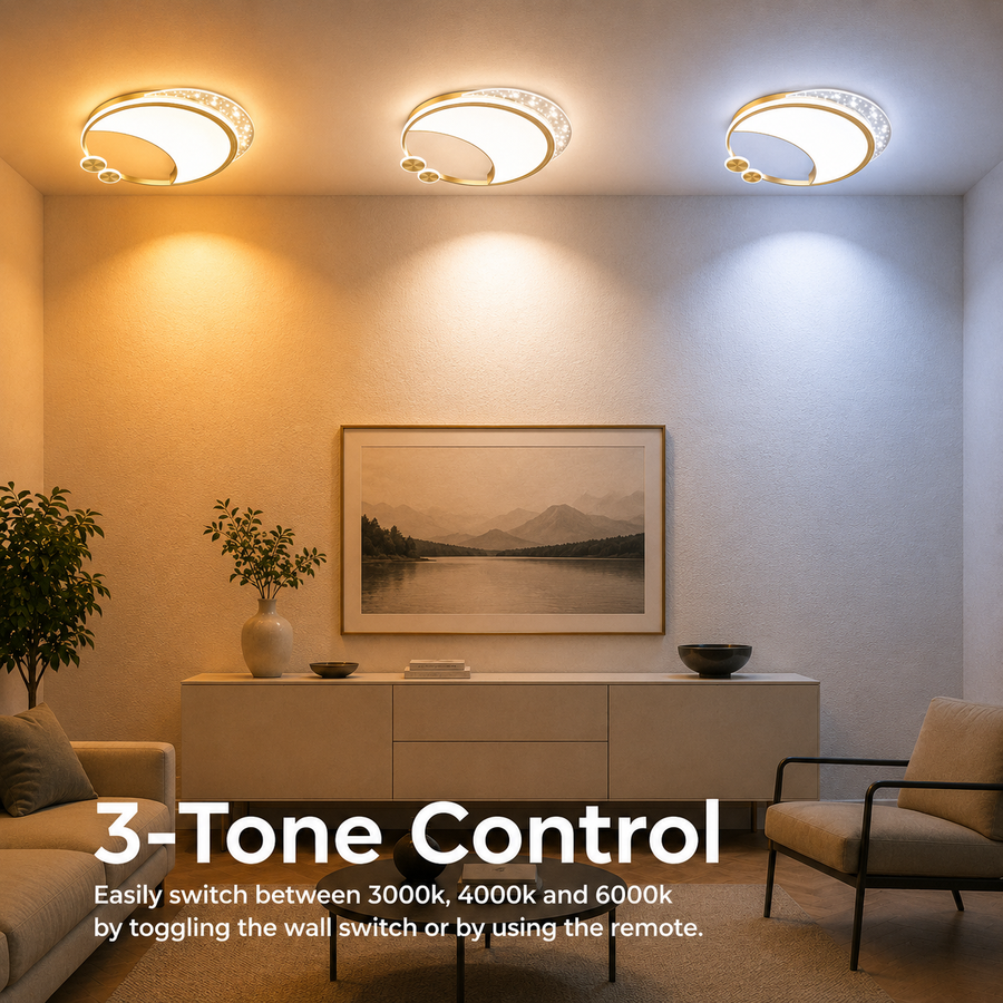 Żyrandol Marco LED z pilotem, 51 W, ściemnialny, złoty, metal, akryl i szkło, 3000 K/4000 K/6000 K