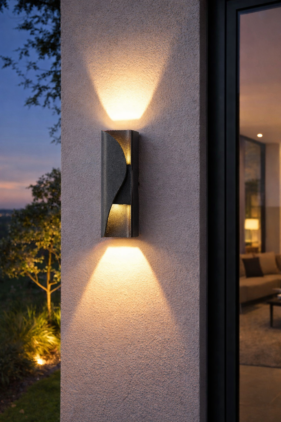 Fantas Lampa ścienna LED do użytku wewnątrz i na zewnątrz, 2 źródła x 1 W, IP65, metaliczna, czarna, 3000 K