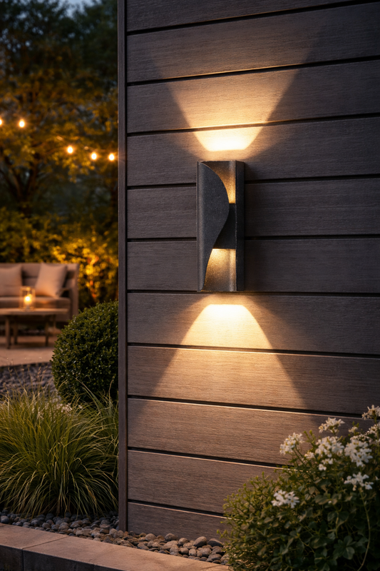 Fantas Lampa ścienna LED do użytku wewnątrz i na zewnątrz, 2 źródła x 1 W, IP65, metaliczna, czarna, 3000 K