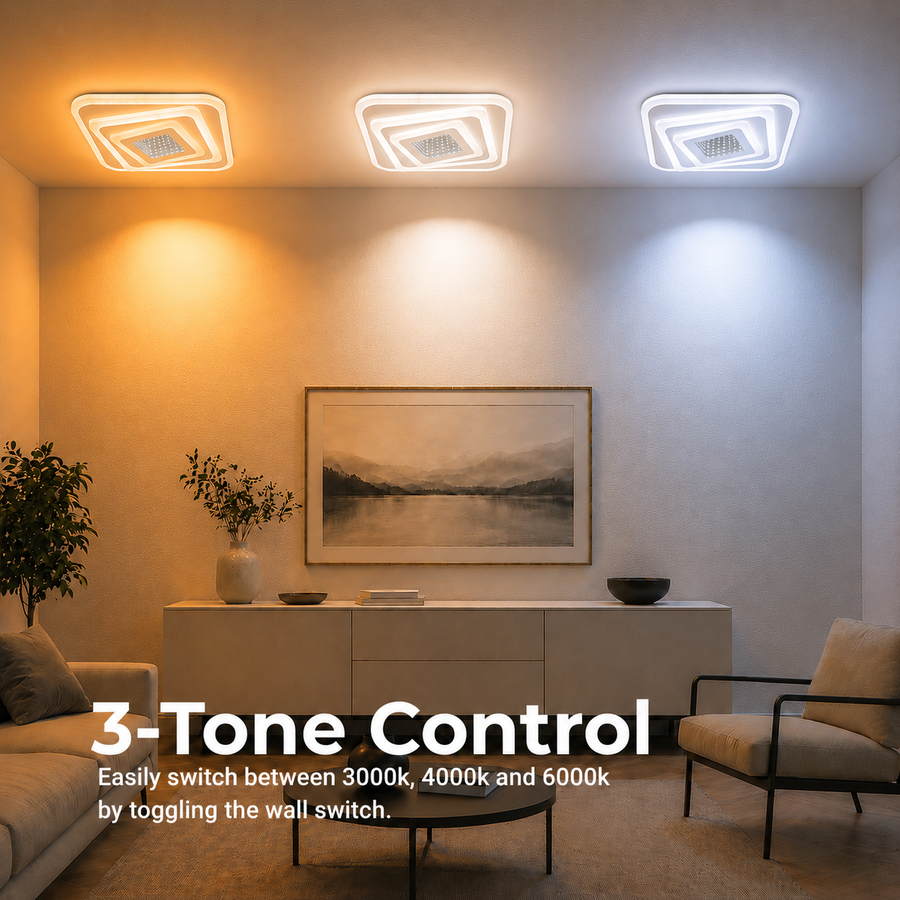 Żyrandol LED NEXA 3D 46W, Kwadrat, Światło Zimne/Ciepłe/Neutralne, Biały