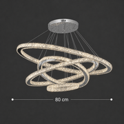 Żyrandol LED Luminous PRISM, kryształ i metal, 210 W, 4 koła, możliwość przyciemniania, światło zimne/ciepłe/neutralne, luksusowe oświetlenie
