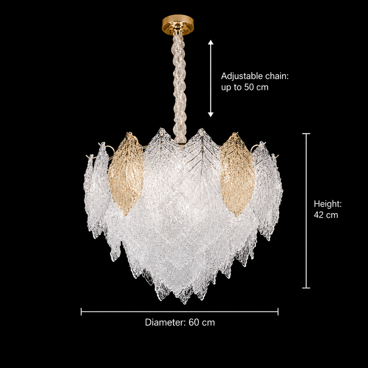 Żyrandol kryształowy LACE Elegance 9xE14, średnica 50cm, wysokość 36cm, błyszczące złoto, regulowana wysokość, elegancki design Kryształowy żyrandol Domyślny tytuł Alessandro Design
