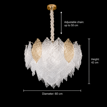 Żyrandol kryształowy LACE Elegance 9xE14, średnica 50cm, wysokość 36cm, błyszczące złoto, regulowana wysokość, elegancki design Kryształowy żyrandol Domyślny tytuł Alessandro Design