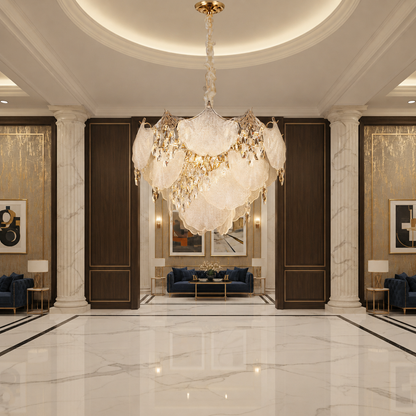 Żyrandol kryształowy LUXE Magno, 21xE14, średnica 60cm, wysokość 40cm, błyszczące złoto, regulowana wysokość, elegancki design Żyrandole kryształowe Domyślny tytuł Alessandro Design