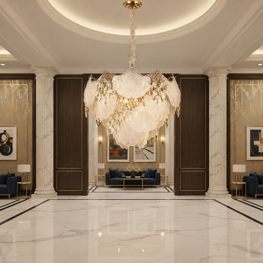 Żyrandol kryształowy LUXE Magno, 21xE14, średnica 60cm, wysokość 40cm, błyszczące złoto, regulowana wysokość, elegancki design Żyrandole kryształowe Domyślny tytuł Alessandro Design