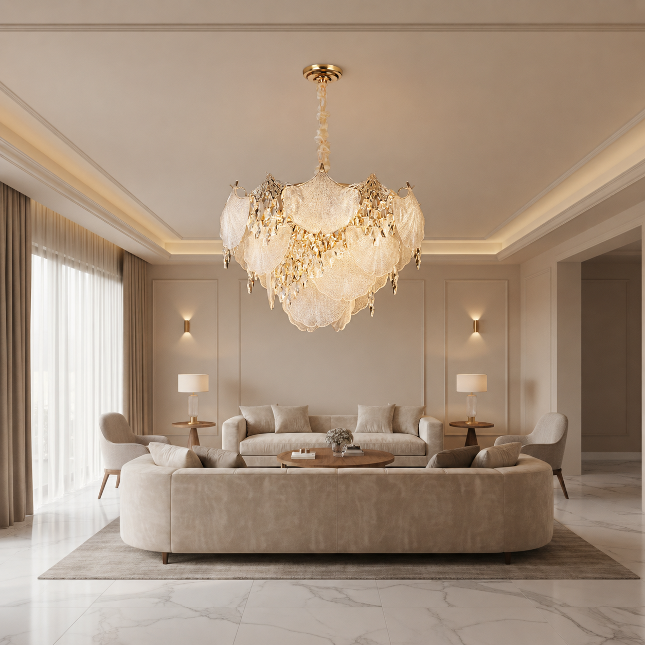 Żyrandol kryształowy LUXE Magno, 21xE14, średnica 60cm, wysokość 40cm, błyszczące złoto, regulowana wysokość, elegancki design Żyrandole kryształowe Domyślny tytuł Alessandro Design