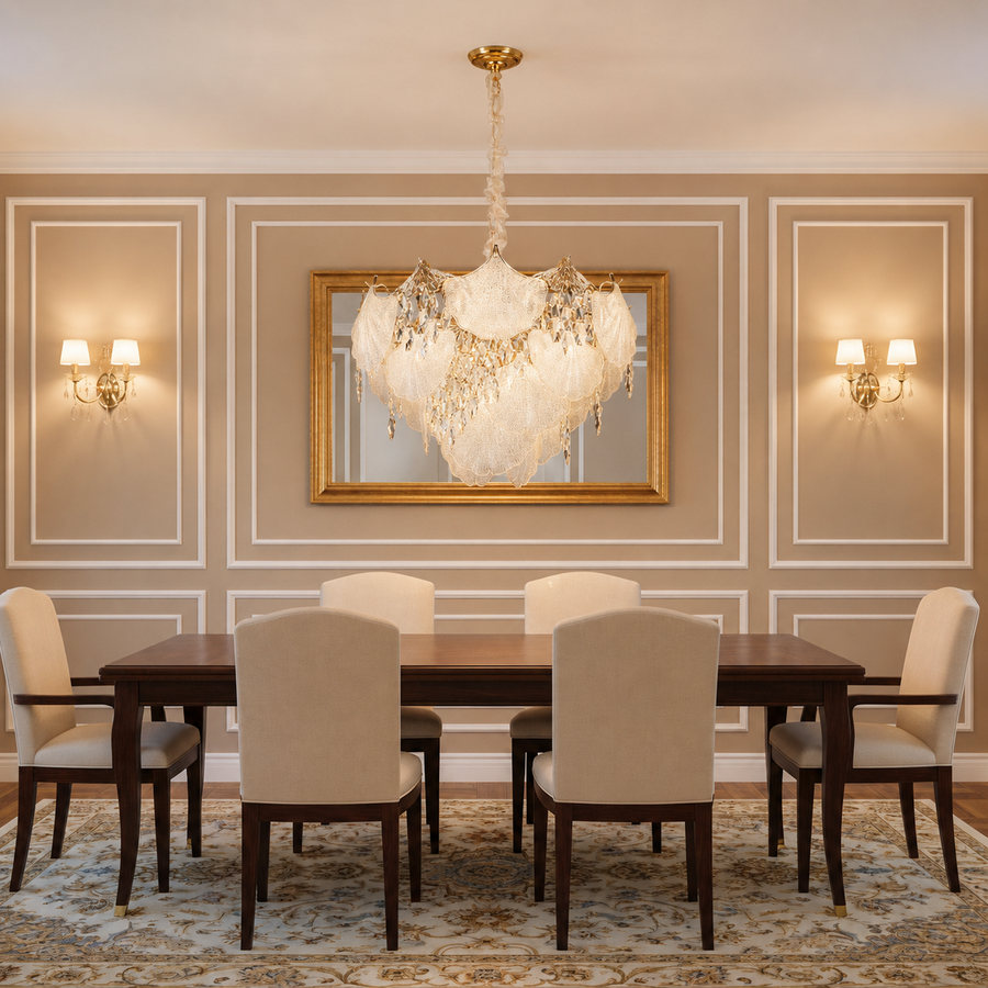 Żyrandol kryształowy LUXE Magno, 21xE14, średnica 60cm, wysokość 40cm, błyszczące złoto, regulowana wysokość, elegancki design Żyrandole kryształowe Domyślny tytuł Alessandro Design