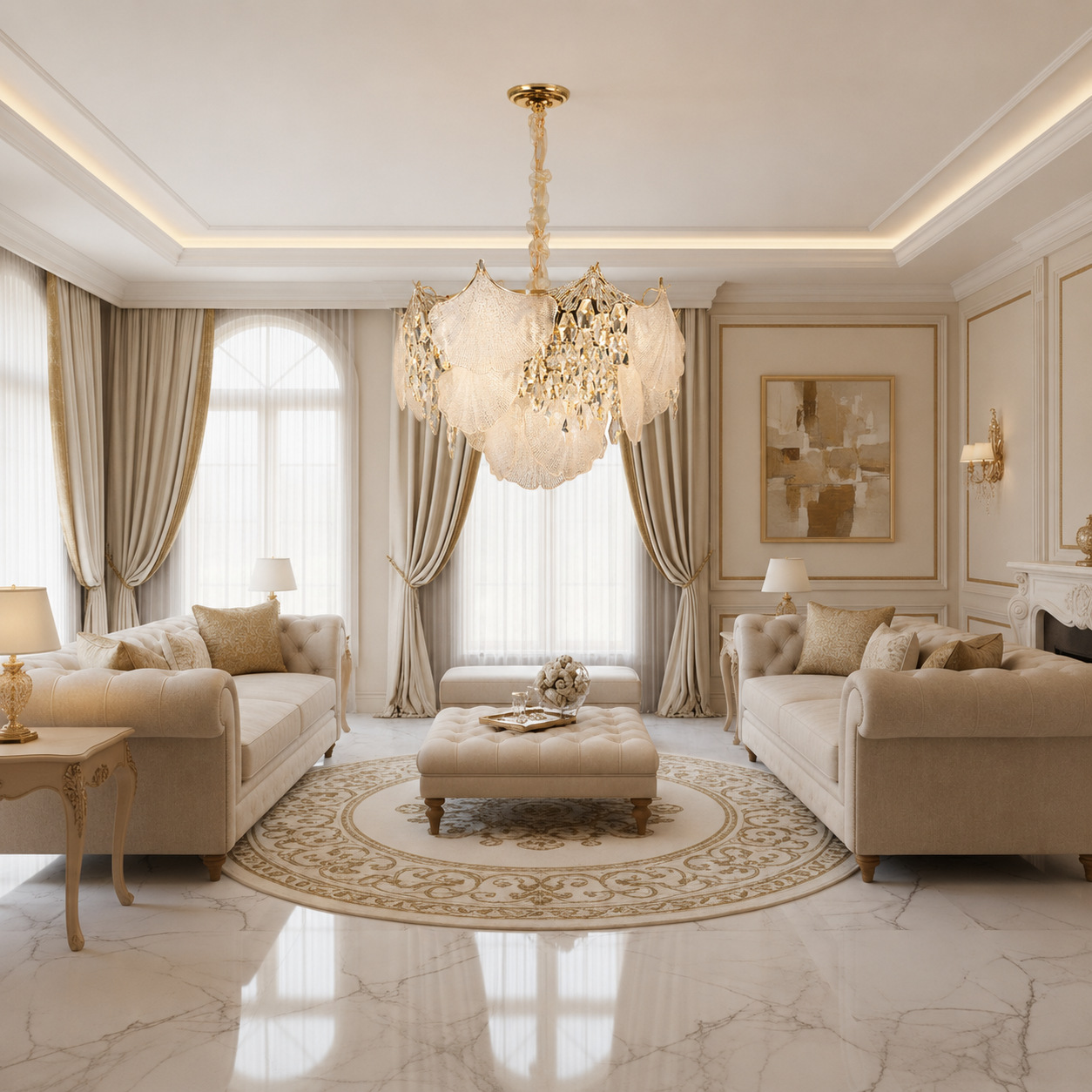 Żyrandol Kryształowy LUXE Elegance 9xE14, Średnica 50cm, Wysokość 33cm, Błyszczące Złoto, Regulowana Wysokość, Elegancki Design Żyrandole Kryształowe Domyślny Tytuł Alessandro Design