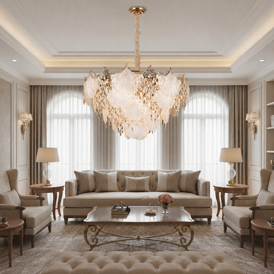 Żyrandol kryształowy LUXE Regalis, 21xE14, średnica 80cm, wysokość 45cm, błyszczące złoto, regulowana wysokość, elegancki design Żyrandole kryształowe Domyślny tytuł Alessandro Design