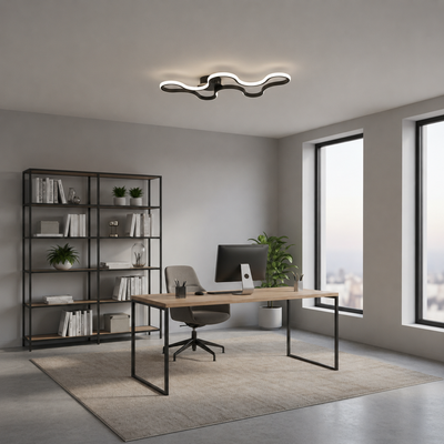 Żyrandol LED z pilotem ORMS Eleganza, 3000K/4000K/6000K, 56W, Metal i Plastik, Czarny