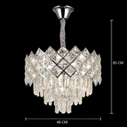 Żyrandol Kryształowy VECTORIA Eleganza 8xE14, średnica 48cm, Błyszczący Chrom, Regulowana Wysokość, Metal i Kryształ
