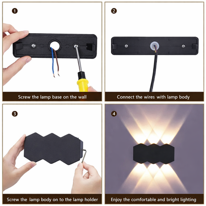 Kinkiet zewnętrzny LED Ellis, 6 W, 6 źródeł światła, ciepłe światło, czarny