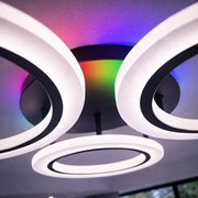 Żyrandol LED BETTY 44W z pilotem, 4 okręgi, światło zimne/ciepłe/neutralne, ściemnialny, czarny