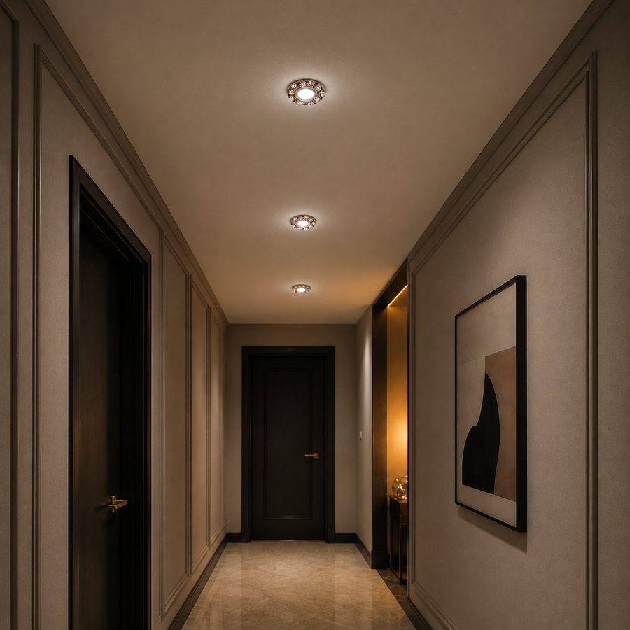 ORBITA LED Spot, 5W, Okrągły, Zimne/Ciepłe Światło, Antyczny Brąz, Żywica i Szkło Spot LED Domyślny Tytuł Alessandro Design