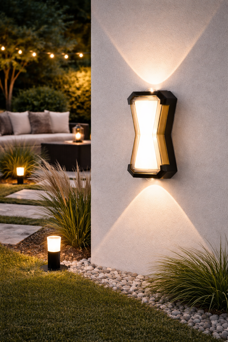 Fantas Lampa ścienna LED do użytku wewnątrz i na zewnątrz, 2 źródła x 1 W, IP65, metaliczna, czarna, 3000 K