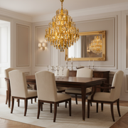 Candelabru Cristal TIER Magno 13xE14, D60 cm, Auriu, Inaltime Reglabila, Metal si Cristal