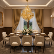 Candelabru Cristal TIER Eleganza 10xE14, D50 cm, Auriu, Inaltime Reglabila, Metal si Cristal