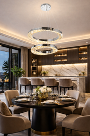 Candelabru LED cu Telecomanda, 196W, HALO Magno, Diametru 40+60 cm, Inaltime 120 cm, IP20, Lumina Rece/Neutra/Calda, Dimabila, Crom, Cristal, Metal Lustre LED cu Telecomanda Default Title Alessandro Design