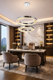 Candelabru LED cu Telecomanda, 196W, HALO Magno, Diametru 40+60 cm, Inaltime 120 cm, IP20, Lumina Rece/Neutra/Calda, Dimabila, Crom, Cristal, Metal Lustre LED cu Telecomanda Default Title Alessandro Design