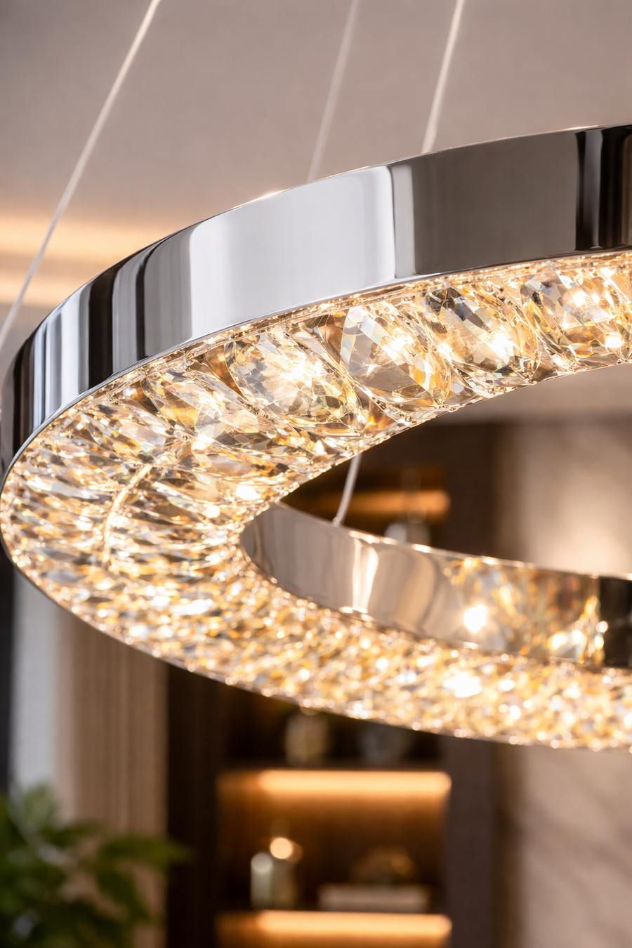 Candelabru LED cu Telecomanda, 196W, HALO Magno, Diametru 40+60 cm, Inaltime 120 cm, IP20, Lumina Rece/Neutra/Calda, Dimabila, Crom, Cristal, Metal Lustre LED cu Telecomanda Default Title Alessandro Design