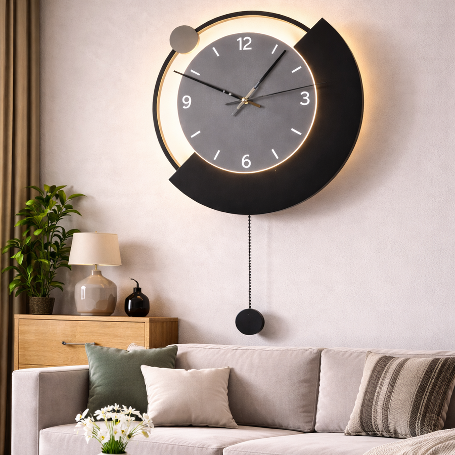 Luna Dekoracyjny kinkiet LED 83W Średnica 120CM Zimne/Neutralne/Ciepłe Światło Czarny