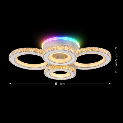 Lustra LED cu telecomanda si cristal NOVA ROTONDA RGB 82W, 4 Cercuri, lumina Rece/Calda/Neutra, Dimabila, Alb Lustre LED cu Telecomanda Default Title Alessandro Design