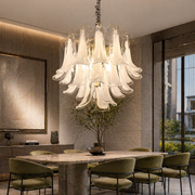 Candelabru Cristal LUMIERE Eleganza 4xE14, D50 cm, Alb, Inaltime Reglabila, Metal si Cristal