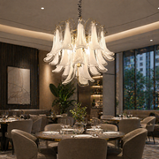 Candelabru Cristal LUMIERE Eleganza 4xE14, D50 cm, Alb, Inaltime Reglabila, Metal si Cristal