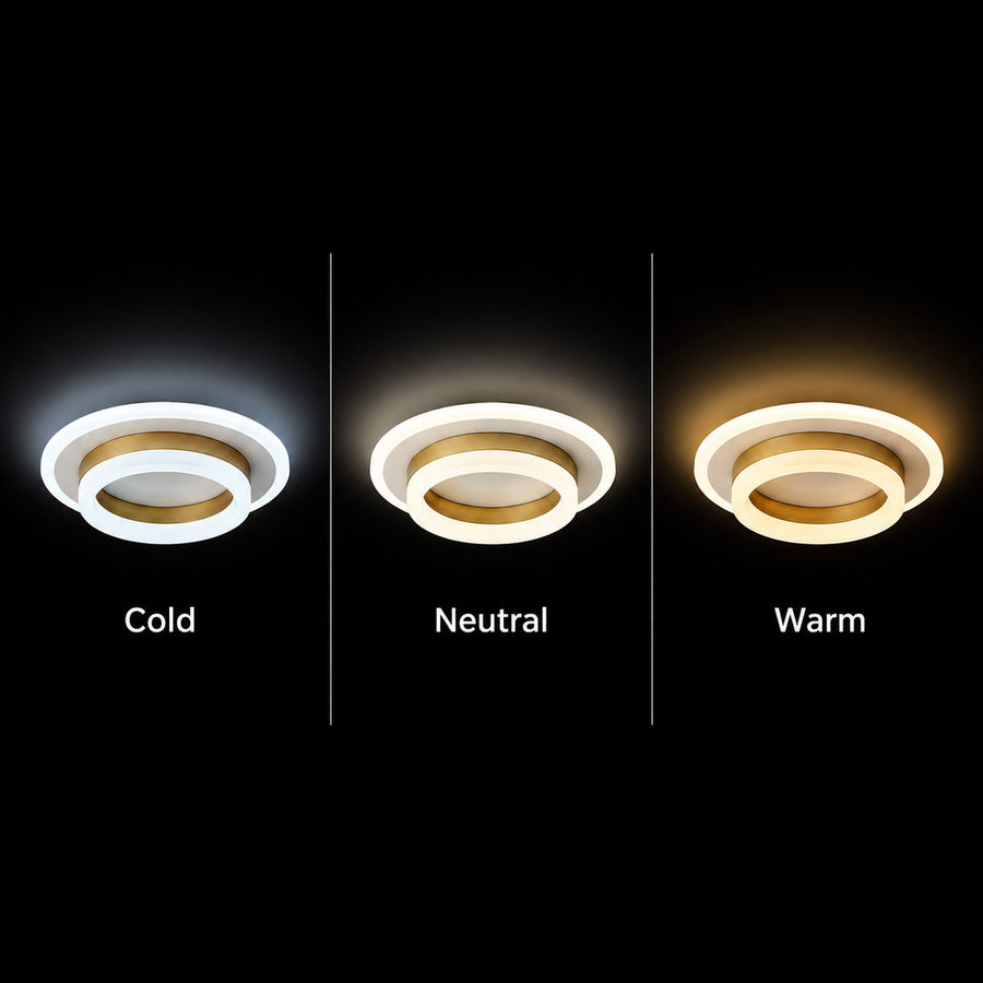 Żyrandol LED SOLENA ROTONDA 21W, średnica 25cm, światło zimne/ciepłe/neutralne, złocista biel