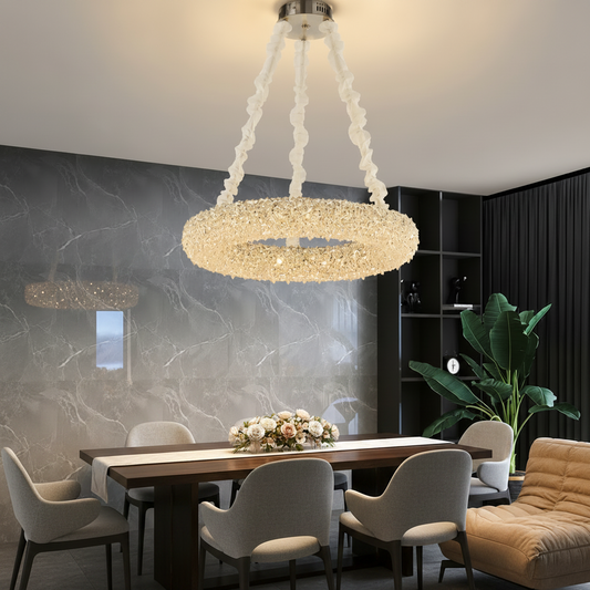 Żyrandol Kryształowy PRAGA Magno, 33W, Światło Ciepłe/Zimne/Neutralne, Średnica 55cm, Złoty, Regulowana Wysokość