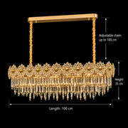 Żyrandol Kryształowy FLEUR Supremo 14xE14, Rozmiar 100x35 cm, Wysokość 35 cm, Błyszczące Złoto, Regulowana Wysokość, Elegancki Design