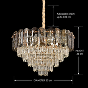 Żyrandol Kryształowy AURUM Elegance 9xE14, średnica 50cm, wysokość 35cm, błyszczące złoto, regulowana wysokość, elegancki design