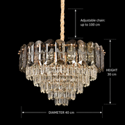 Żyrandol Kryształowy AURUM Nobile 9xE14, średnica 40cm, wysokość 30cm, błyszczące złoto, regulowana wysokość, elegancki design