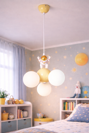 Żyrandol LED ASTRONAUT z pilotem, 51W, światło zimne/ciepłe/neutralne, biały niebieski