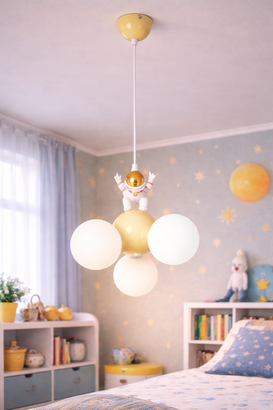 Żyrandol LED ASTRONAUT z pilotem, 51W, światło zimne/ciepłe/neutralne, biały niebieski