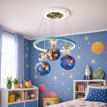 Żyrandol LED ASTRONAUT z pilotem, 51W, światło zimne/ciepłe/neutralne, biały niebieski
