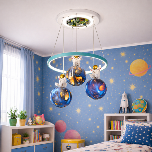 Żyrandol LED ASTRONAUT z pilotem, 51W, światło zimne/ciepłe/neutralne, biały niebieski