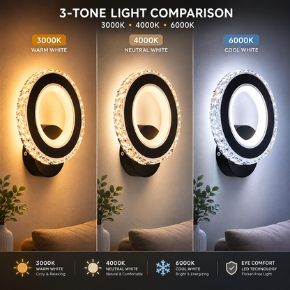 Kinkiet LED NOVA Rotonda, 16 W, czarny i stal nierdzewna, światło ciepłe/zimne/neutralne