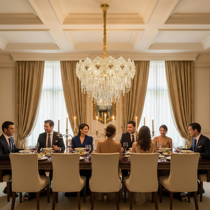 Żyrandol kryształowy FLEUR Eleganza 9xE14, średnica 50cm, wysokość 40cm, błyszczące złoto, regulowana wysokość, elegancki design Kryształowy żyrandol Domyślny tytuł Alessandro Design