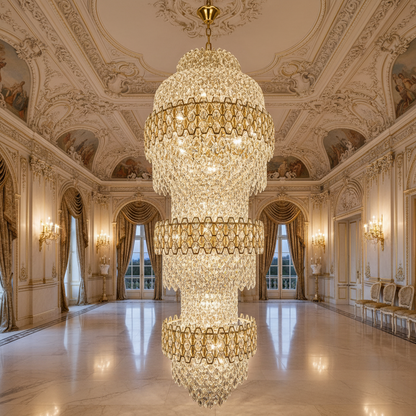 Żyrandol Kryształowy TRIO Magno 49xE14, Średnica 65cm, Wysokość 200cm, Błyszczące Złoto, Regulowana Wysokość, Elegancki Design Żyrandole Kryształowe Domyślny Tytuł Alessandro Design
