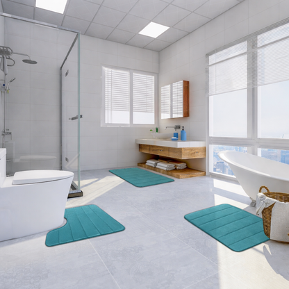 Zestaw 3 mat do kąpieli, 50x40 cm, niebieski, antypoślizgowy