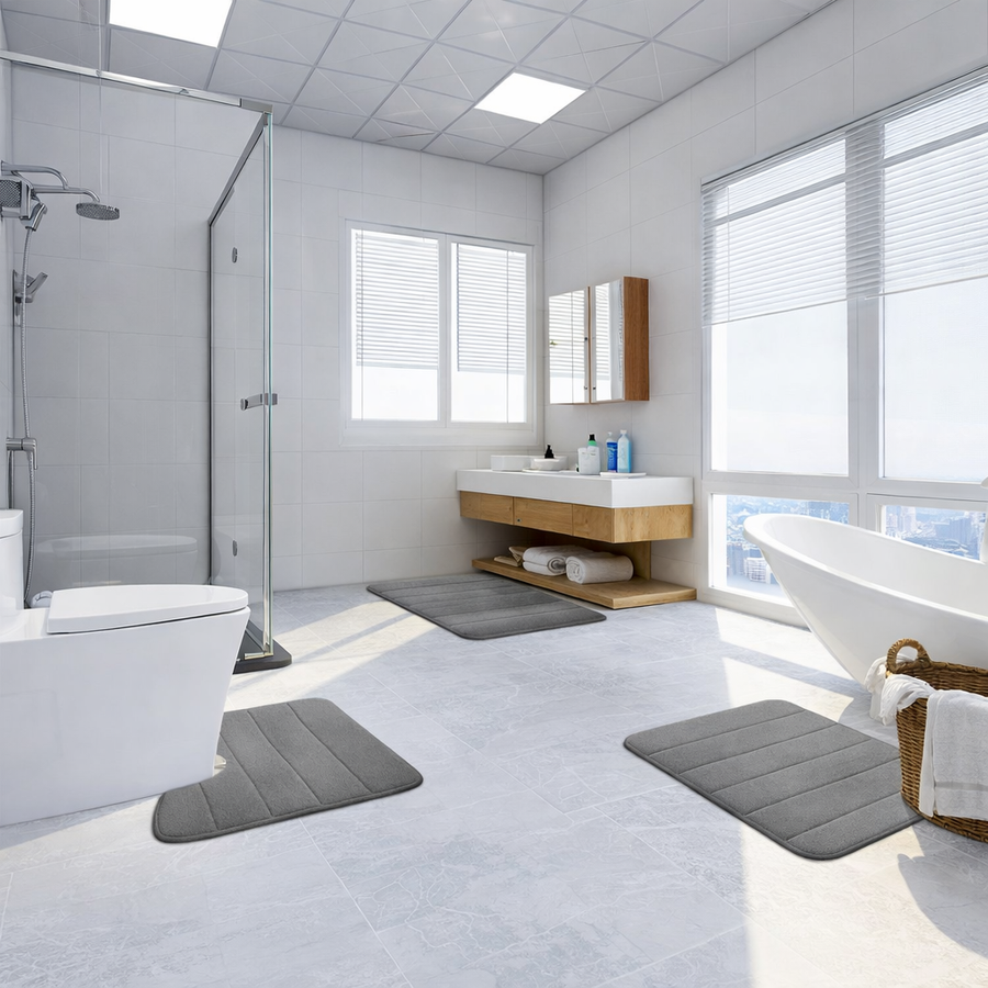 Zestaw 3 mat do kąpieli, 50x40 cm, niebieski, antypoślizgowy